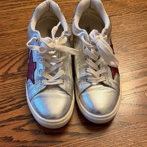Saks Fifth Avenue Silver Sneakers with Red Star